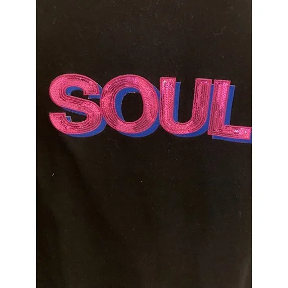 SOULCYCLE Black Quilted Pullover Sweatshirt- Sequin SOUL. Size S - Picture 3 of 6